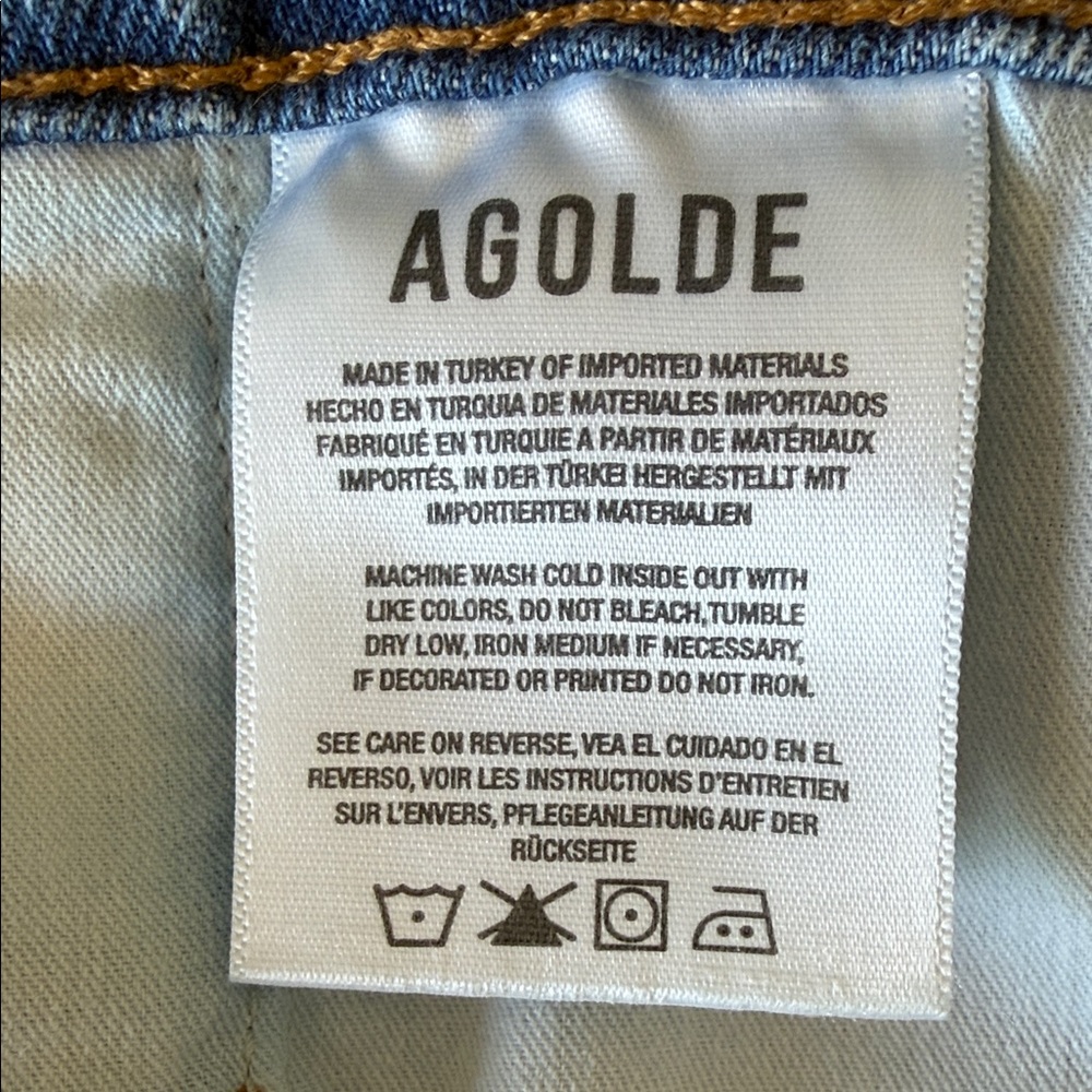 Agolde 90’s Reworked Paper-bag Belted High Waist Denim Shorts Light Wash Sz 27 - Picture 5 of 12